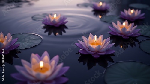 Floating Lotus Candles Pond