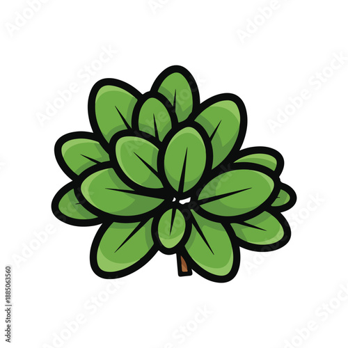 A cartoonish green succulent plant