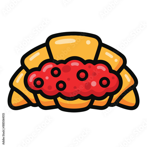 A cartoonish illustration of a pastry