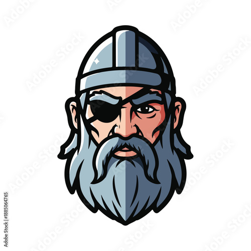 A cartoonish illustration of a viking's face (1)