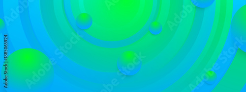 Green orbs on a blue and green radial gradient, ideal for design projects, abstract backgrounds, digital art, or futuristic concepts.
