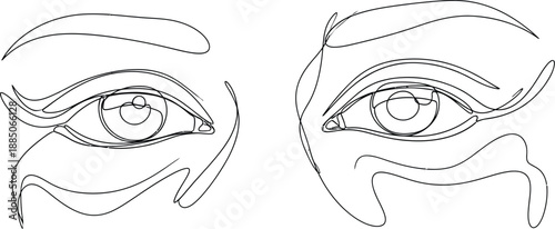Abstract single line drawing of two eyes, representing vision and perception
