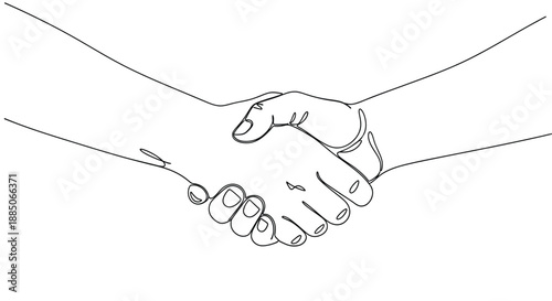 Handshake, minimalist continuous line art, symbol of agreement and trust