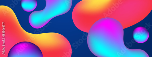Abstract blobs with gradients floating on a blue background. Suitable for web design, presentations, and creative projects needing a modern touch.