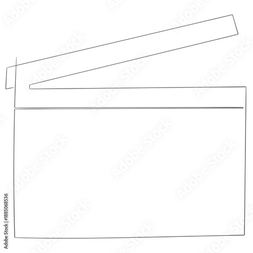One continuous line drawing of clapper board. Clapperboard sign for action movie scene and retro video production concept in simple linear style. Outline editable stroke. Doodle vector illustration