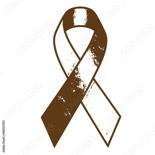 Drawing Vintage grunge  texture Brown awareness ribbon symbol for support and cause  brown awareness ribbon symbol for support and cause