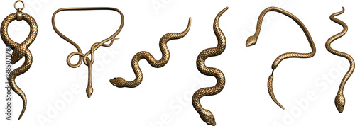 3d render golden snake