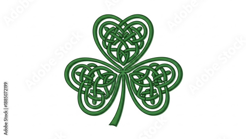 Celtic Shamrock Four Leaf Clover Isolated on White