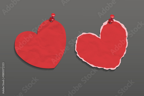 Realistic 3D heart-shaped push pin illustration, suitable for love notes, reminders, and Valentine themed designs.