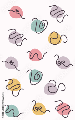 Rounded colorful dot pattern and aesthetic line with white background