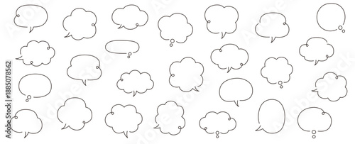 シンプルな吹き出しのベクターイラストセット。ふきだし、フレーム、おしゃれ、くるくる