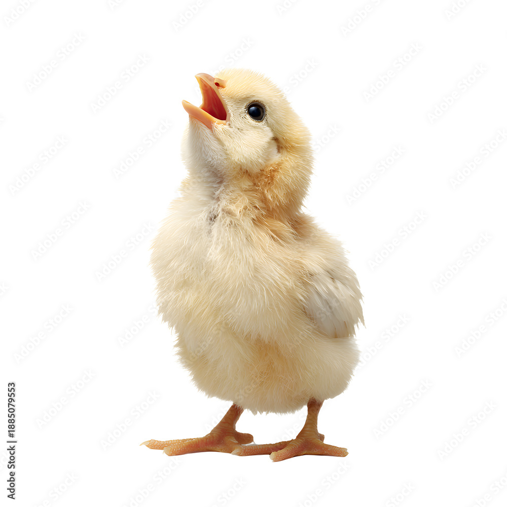 Obraz premium Yellow Chick Standing Isolated on White Background