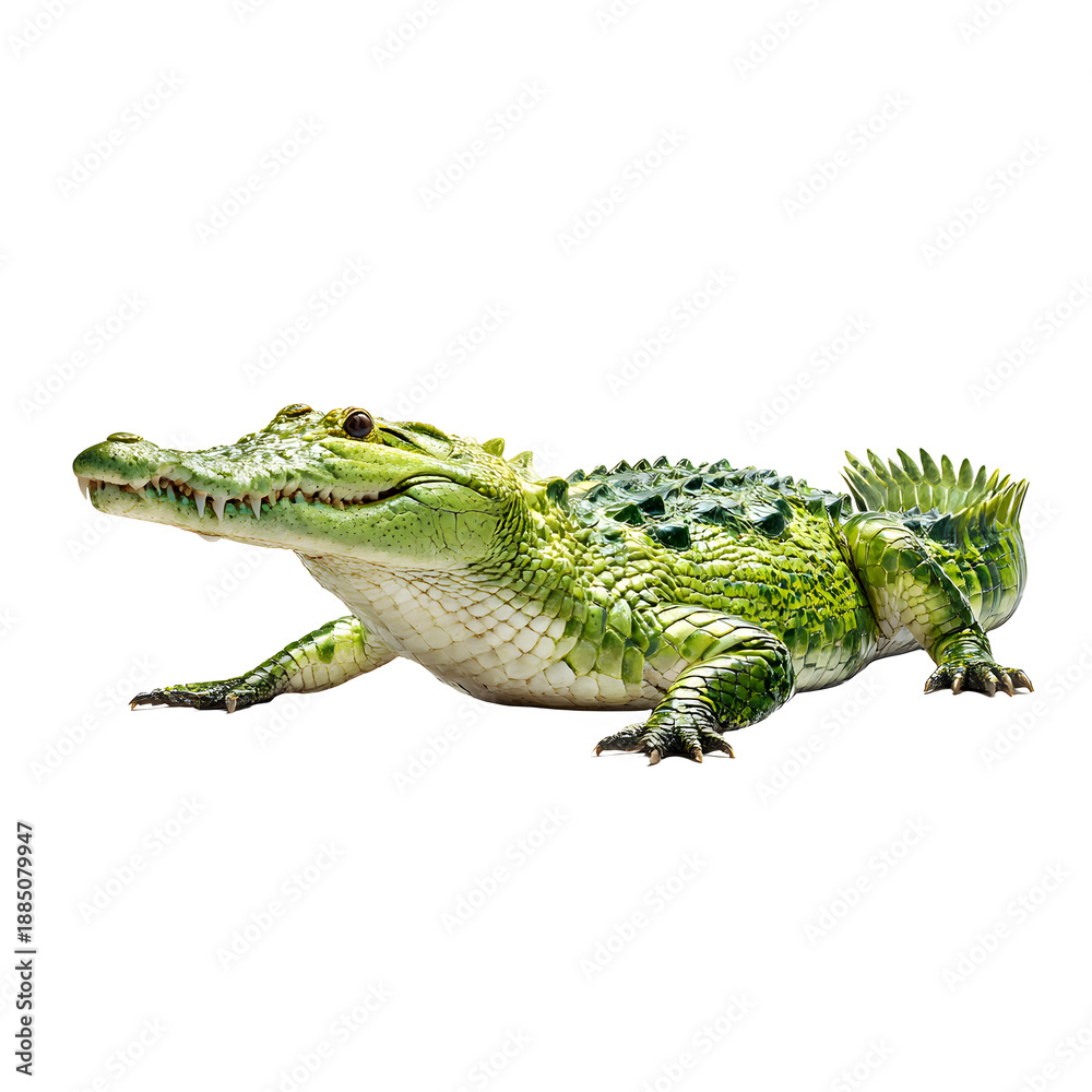 Obraz premium Green Alligator Isolated on White Background