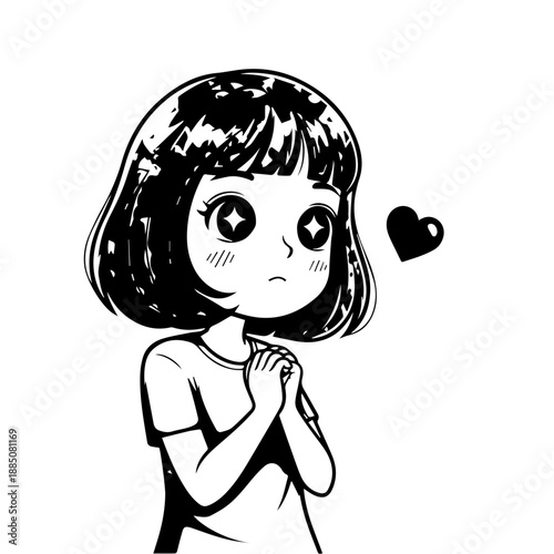 Young girl in thoughtful pose Vector