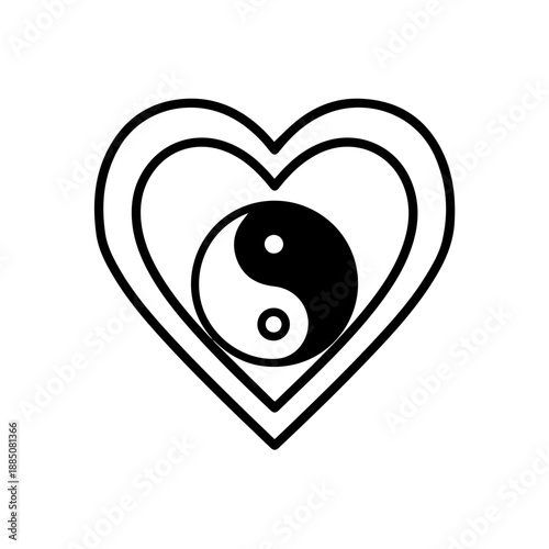 Heart with yin and yang symbol Vector