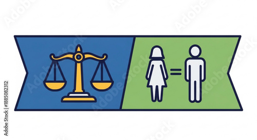 Equality and justice concept with balance scales and gender equality symbol