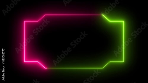 Wallpaper Mural Abstract glowing neon light border frame animation, Futuristic light effect isolated on black Background. Torontodigital.ca