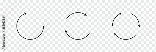Set of circular arrow icon representing loading, refresh, and reload actions. Round arrow symbol used to indicate refreshing and reloading processes. Refresh icon vector Reload sign symbol Update icon