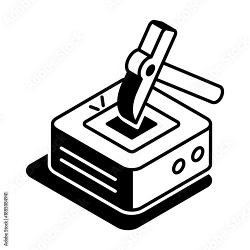 An isometric style icon showing data mining