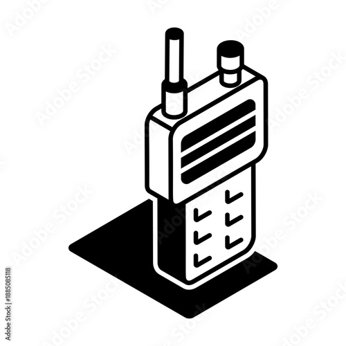 An isometric style icon showing walkie talkie