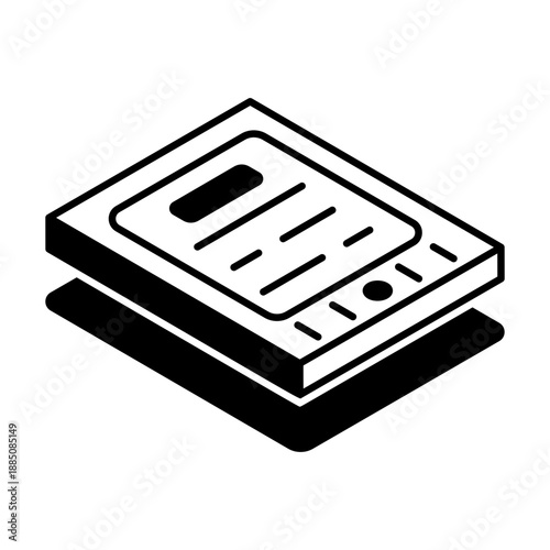 A glyph style icon representing e reader