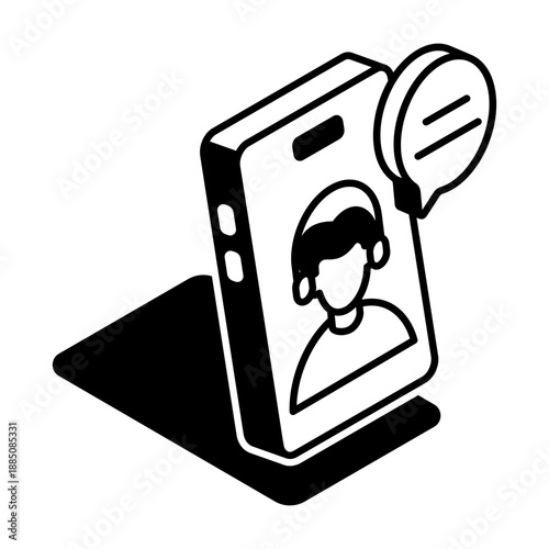 An isometric style icon showing video chat