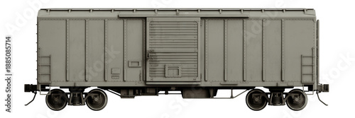 Gray train car railroad transportation isolated on a transparent background