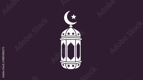 Islamic Lantern with Crescent Moon Symbol.