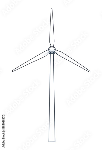 Wind turbine line art icon for renewable green energy concept