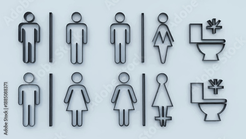 Male Female Restroom Signs Toilet Icons.