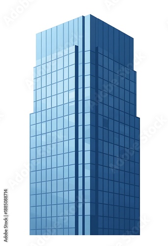 Modern blue glass skyscraper building for urban architecture concept