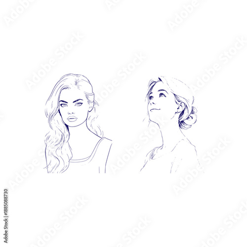 Portrait sketches of two women