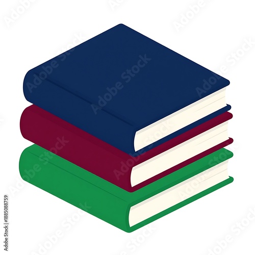 Stack of three colorful hardcover books for education and library concept