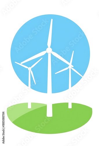 Sustainable Green Energy Wind Turbines Concept Illustration
