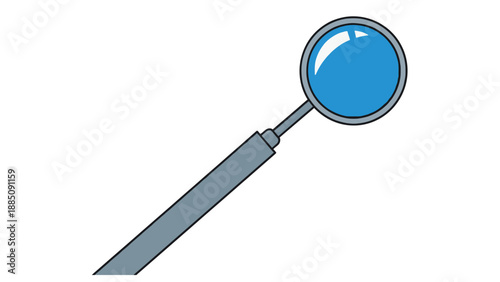 Dental mouth mirror tool vector icon, clinical oral examination instrument illustration for dental practice and educational materials