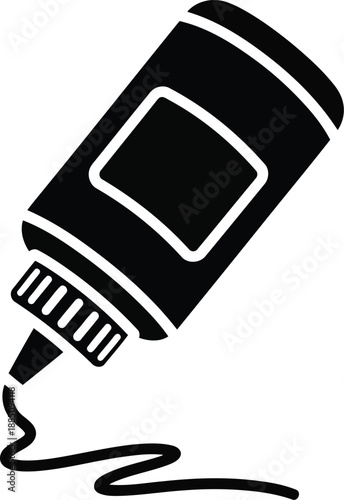 Simple silhouette squeeze bottle dispensing sauce or condiment in a line vector