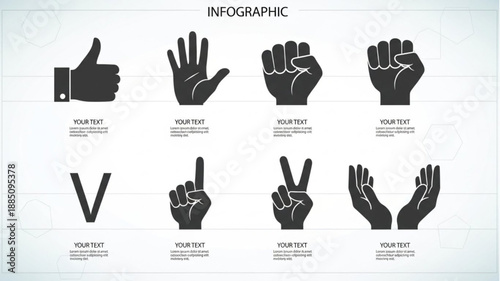 Collection of Hand Gestures and Symbols for Infographic Design.