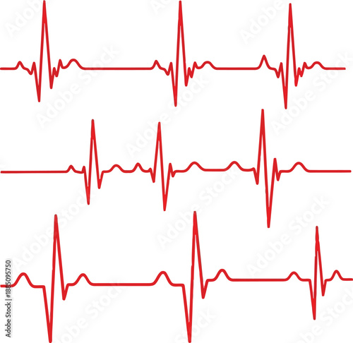 Abstract ecg heartbeat line graphs medical health care rhythm waveform technology pulse vector