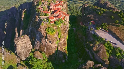Great Meteoron Monastery Meteora Kalambaka Greece aerial view