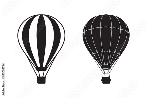 Hot Air Balloon Silhouette Vector Icon set Vector