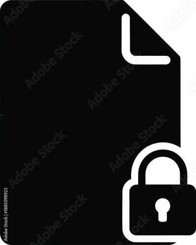 Secure document with padlock, data protection, file privacy and safety