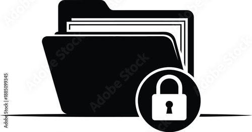 Secure folder with padlock, data protection, privacy and file security