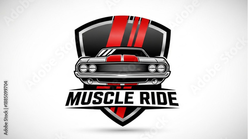 Classic Muscle Car Emblem Logo Design.