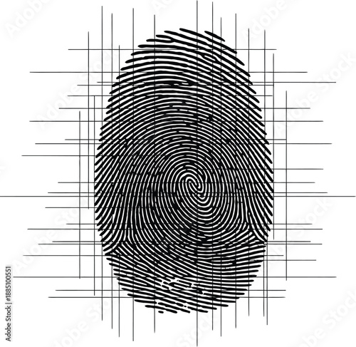 Fingerprint with Grid, Security and Identification, Forensic Science