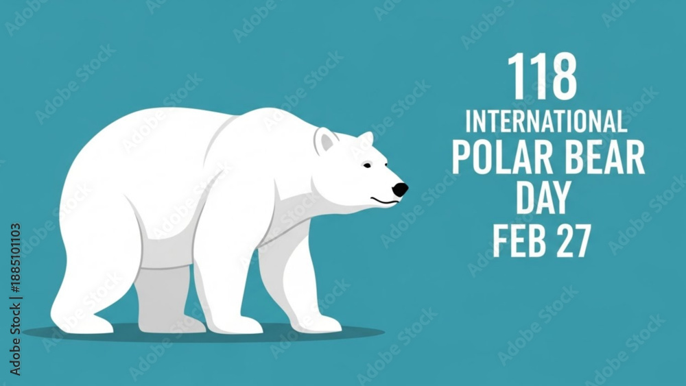 Fototapeta premium Polar bear illustration for International Polar Bear Day Feb 27 a conservation concept for awareness and education