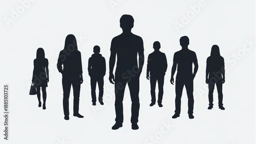 Diverse Group of People Silhouettes Standing Together.