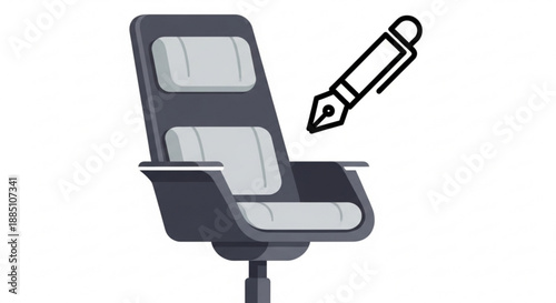 Reclining chair with built in tray and pencil icon for writing or drawing modern design