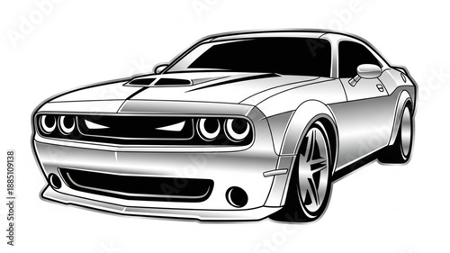 Modern Muscle Car Illustration.