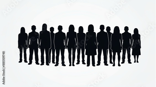 Diverse Group of People Silhouettes Standing Together.