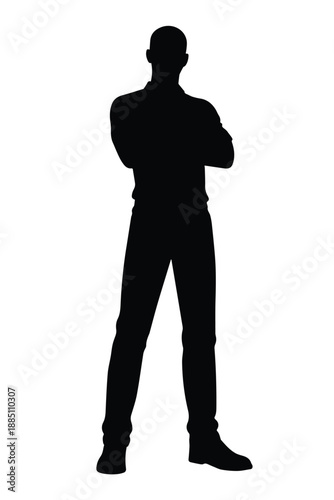  Confident male silhouette standing with arms crossed.